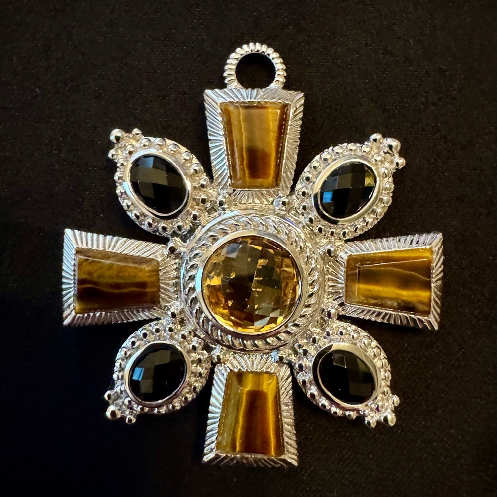 Judith Ripka Silver and Gold Brooch